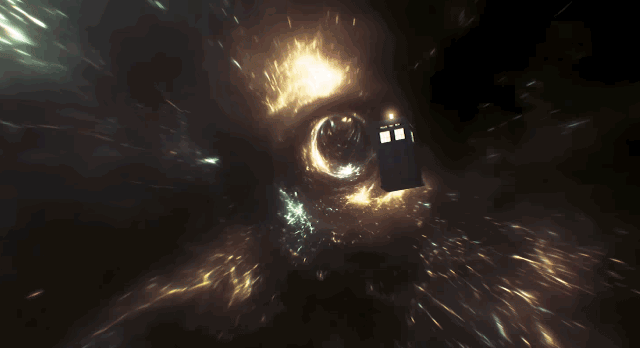 A glitchy, futuristic gif of a timeline